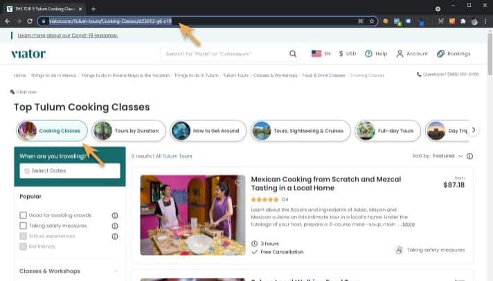 widget builder - category - viator.com url
