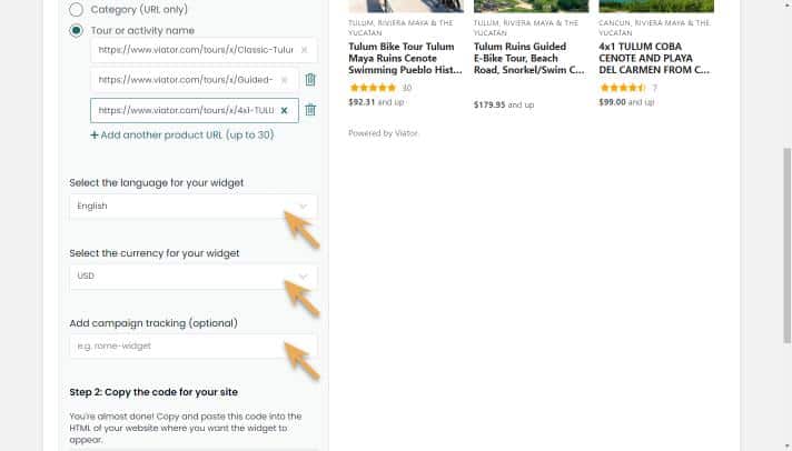 widget builder - curated listed - customize