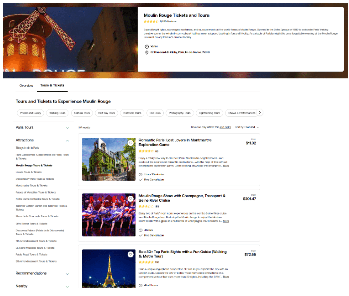 attractions - attraction page