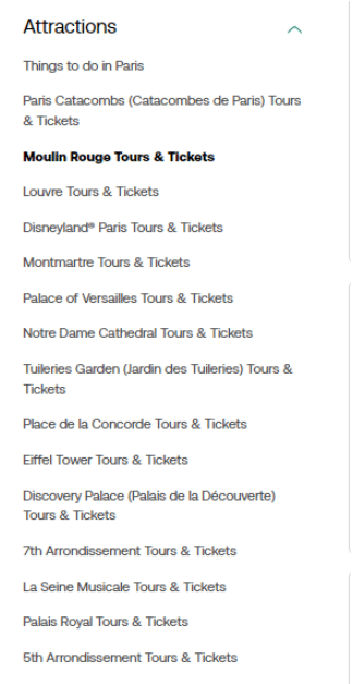 attractions - list of attractions