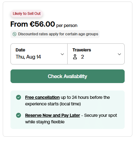 merchant pricing date and pax mix selection